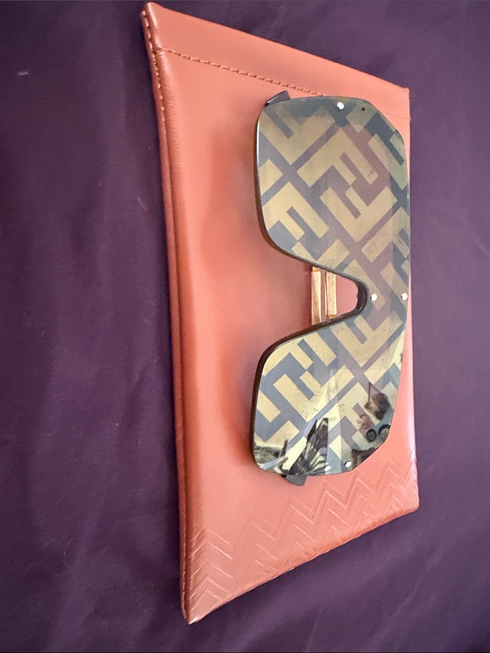 Geometric-Print Shield Sunglasses in Brown - Designer-Inspired